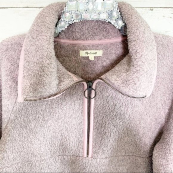 Madewell Purple Polartec Sherpa Fleece Half-zip Sweater Pullover size Large - Picture 4 of 8